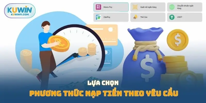 Lựa chọn phương thức nạp tiền theo yêu cầu